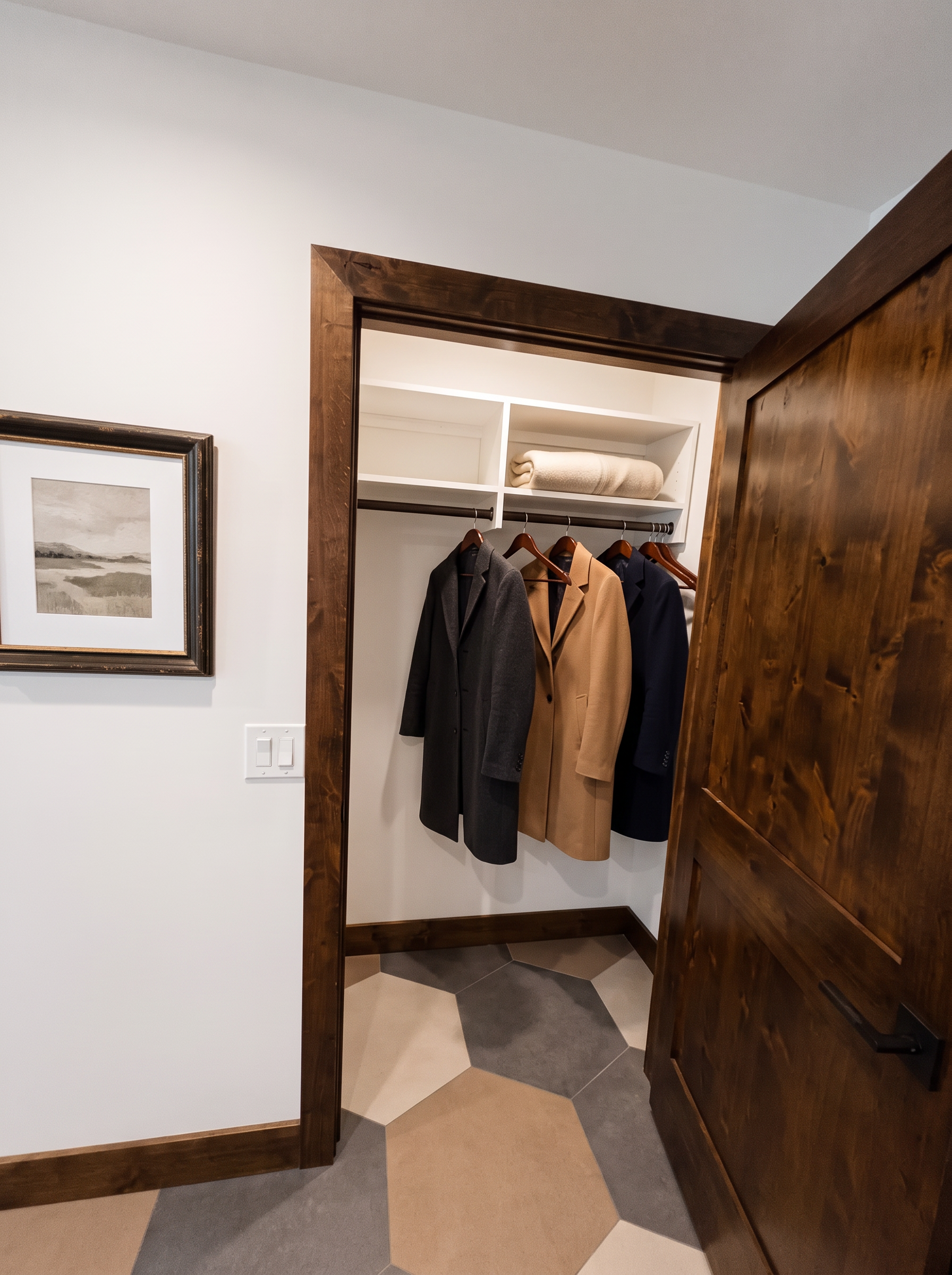 A cleared closet and hall in the main home