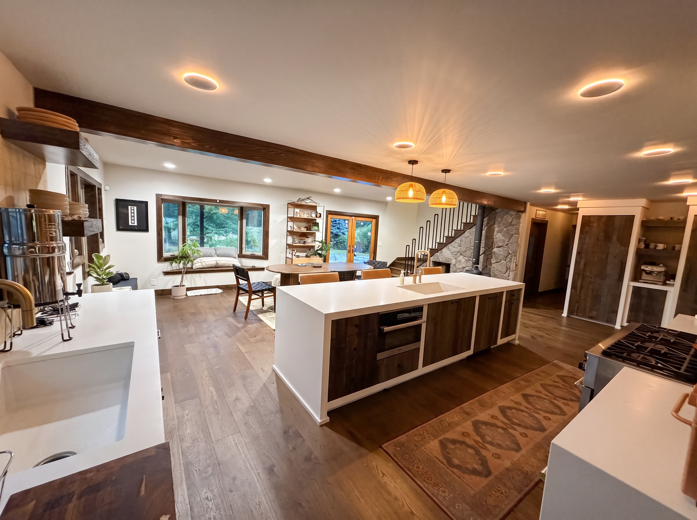 The kitchen island in soft daylight, cleared and ready to cook